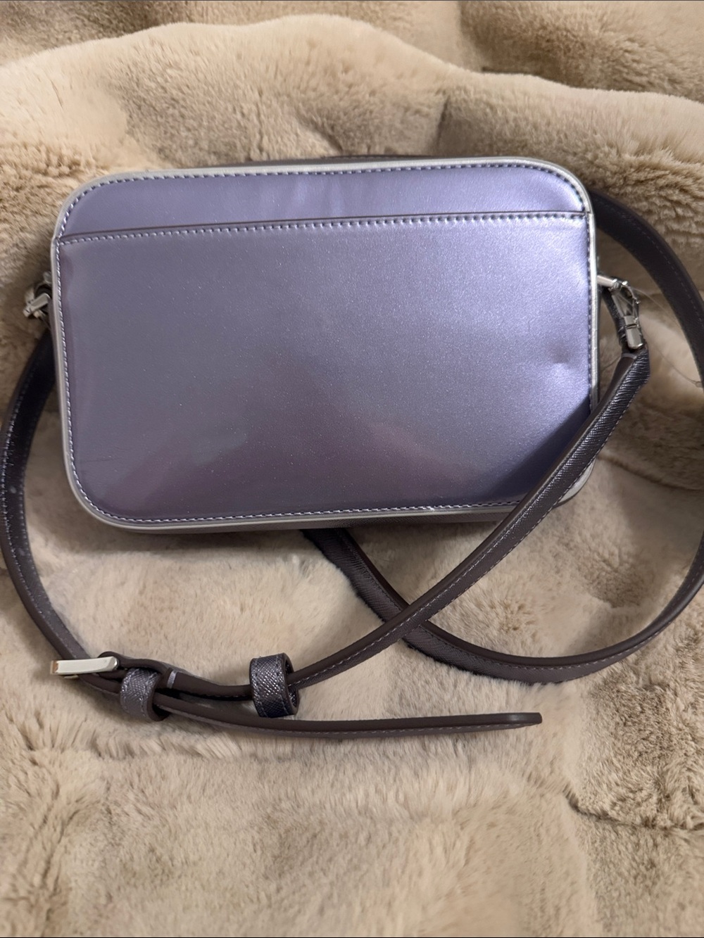 kate spade Metallic Lavender Crossbody Camera Bag with Silver Logo - Picture 3 of 5